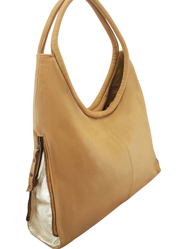 Cynthia Hobo | Camel/Gold for wholesale by Cadelle Leather