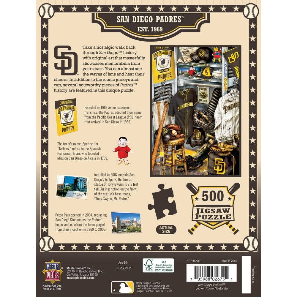 Masterpieces Puzzles - Wholesale Puzzle - Adult - San Diego Padres - Locker Room 500 Piece Jigsaw Puzzle2