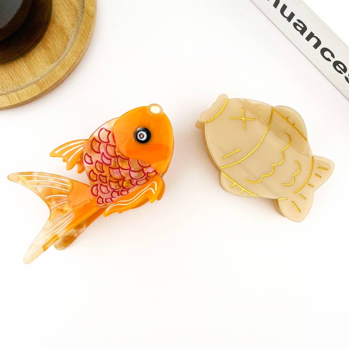 Clips de Acetato em Forma de Peixe Dourado, Elegante Gancho de Cabelo em Forma de Peixe por atacado de TheDivaSoap
