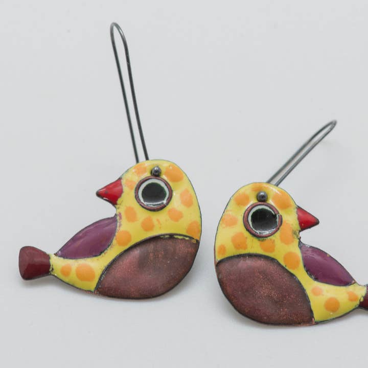Yellow Bird Earrings for wholesale by ELZA PEREIRA