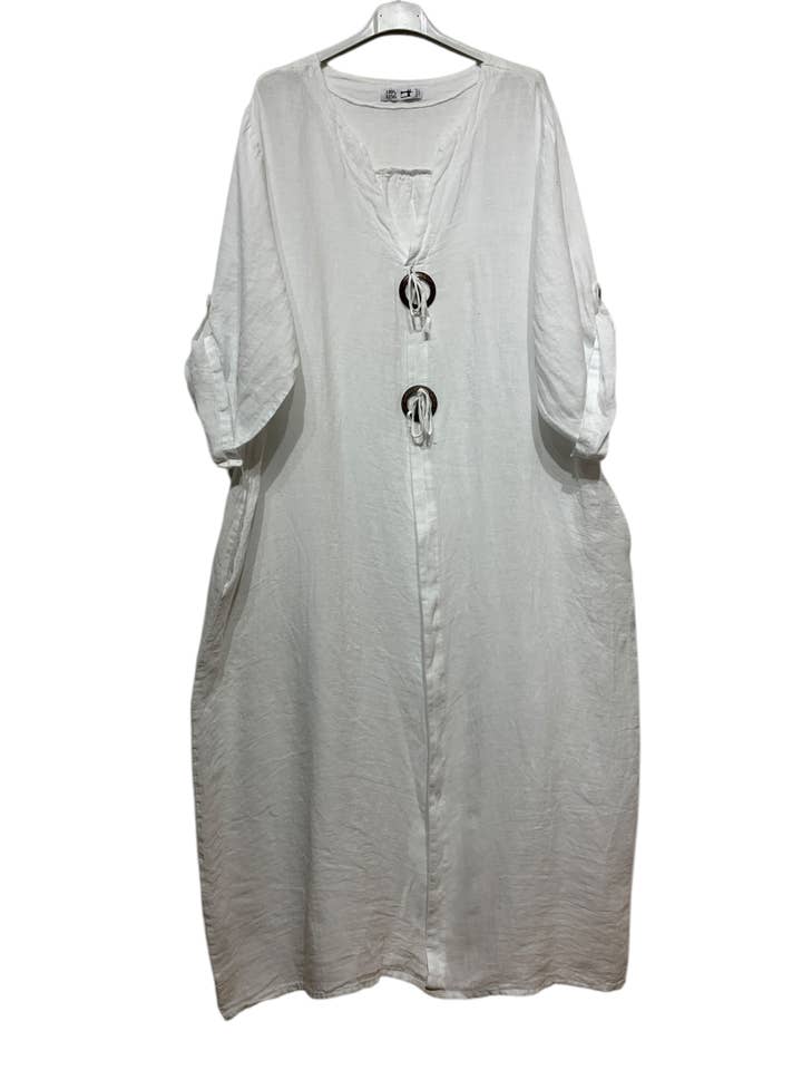 LINEN & COTTON HOUSE - Wholesale Dress - Women's - LINEN DRESS WITH SIDE POCKETS 94127