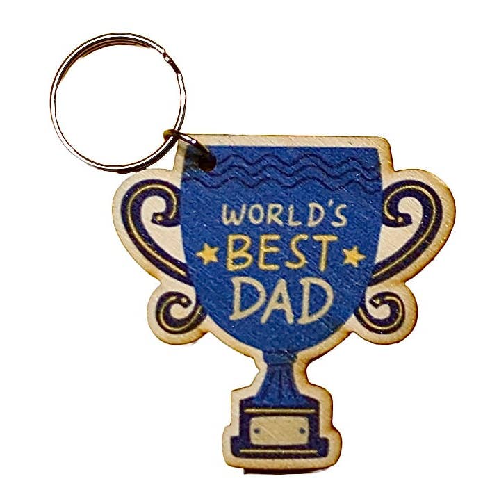 World's Best Dad Trophy Shape Magnet/Keychain for wholesale by Rock Lion Goods
