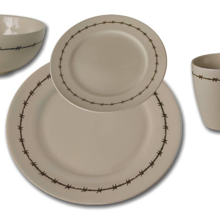 Country Barn USA - Wholesale Dinnerware Set - 16 Piece Stoneware Table Dinnerware, 4 Place Settings - 3 De