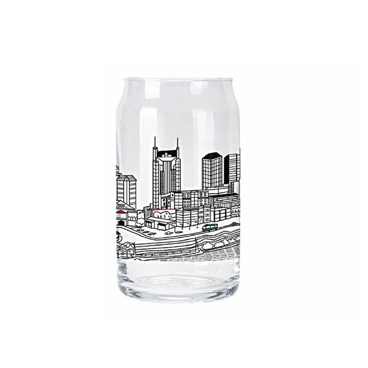 NASHVILLE BEER CAN SHAPE GLASS 16 OZ for wholesale by Beyond Cushions Corporation