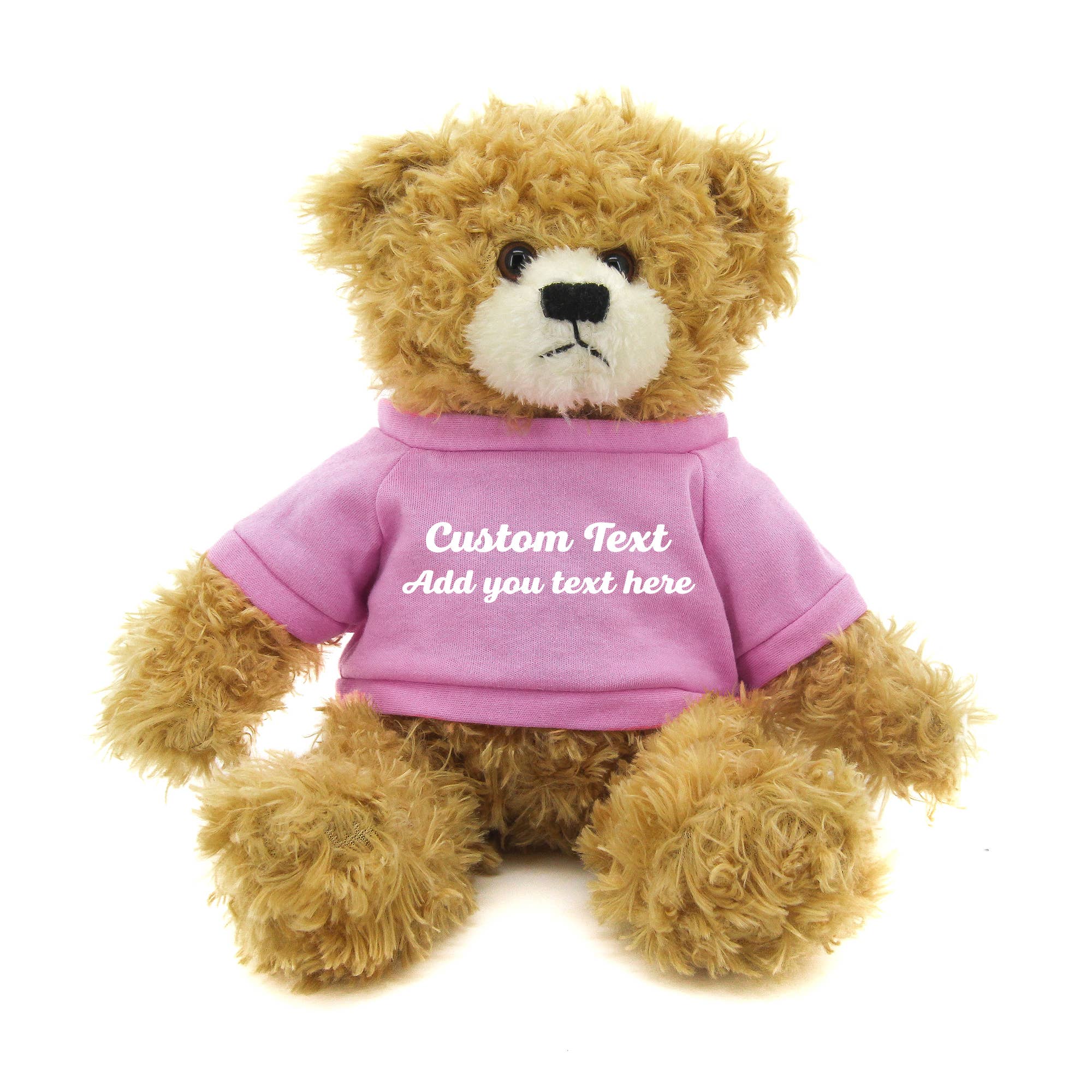 Beige Oso de peluche Brandon beige de 28 cm con camiseta personalizada de venta al por mayor en Faire14