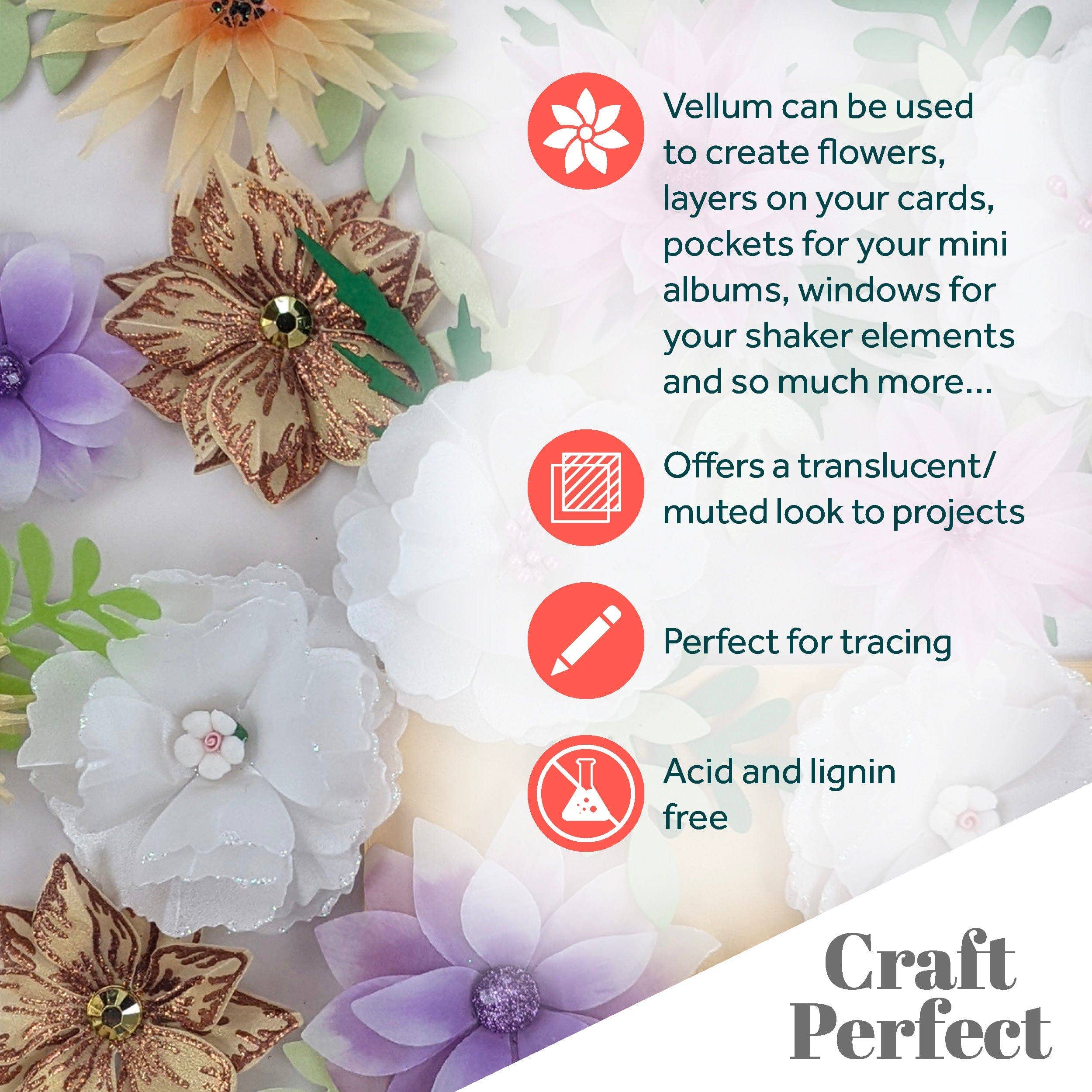 Tonic Studios – wholesale Craft supplies – Multipack of 4 - Vellum Paper - Vintage White - A4 - 9996E46