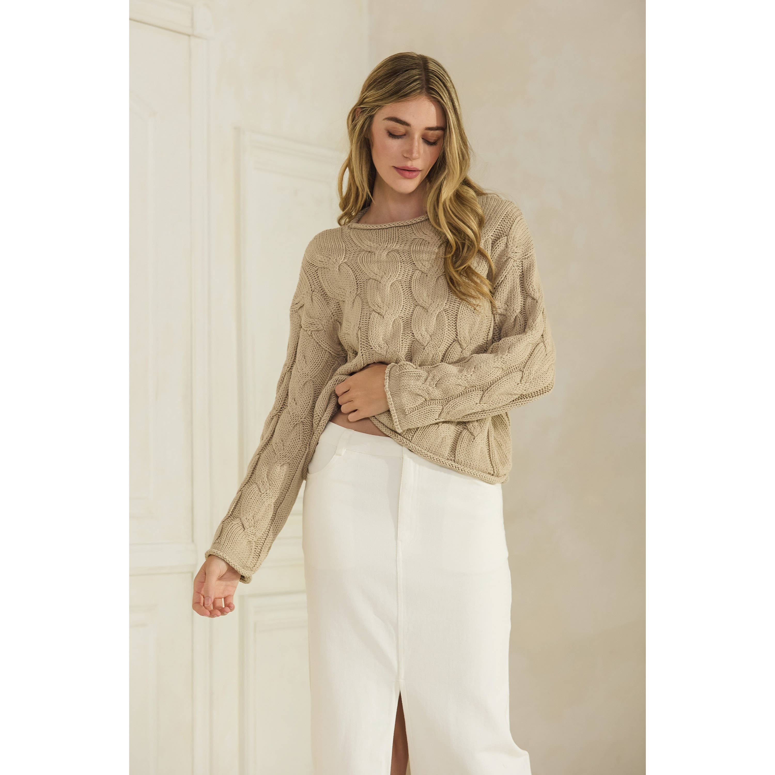 Honey Mango - Wholesale Knit Sweater - Women's - Cable knit sweater10