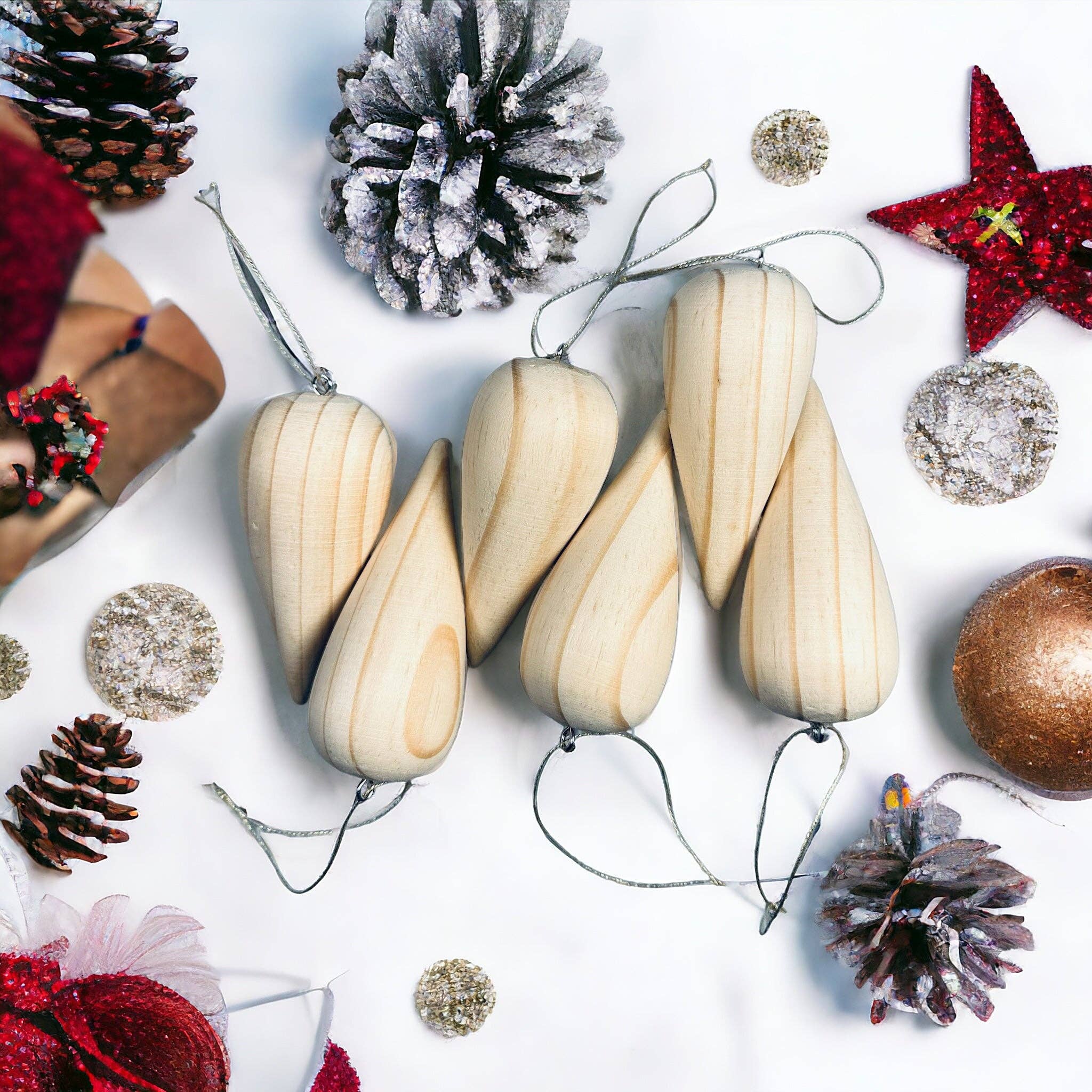 The African Home Goods - Vendita all'ingrosso Set di decorazioni  - Ornamenti tradizionali in legno intagliato, decorazioni o decorazioni festive, naturali11