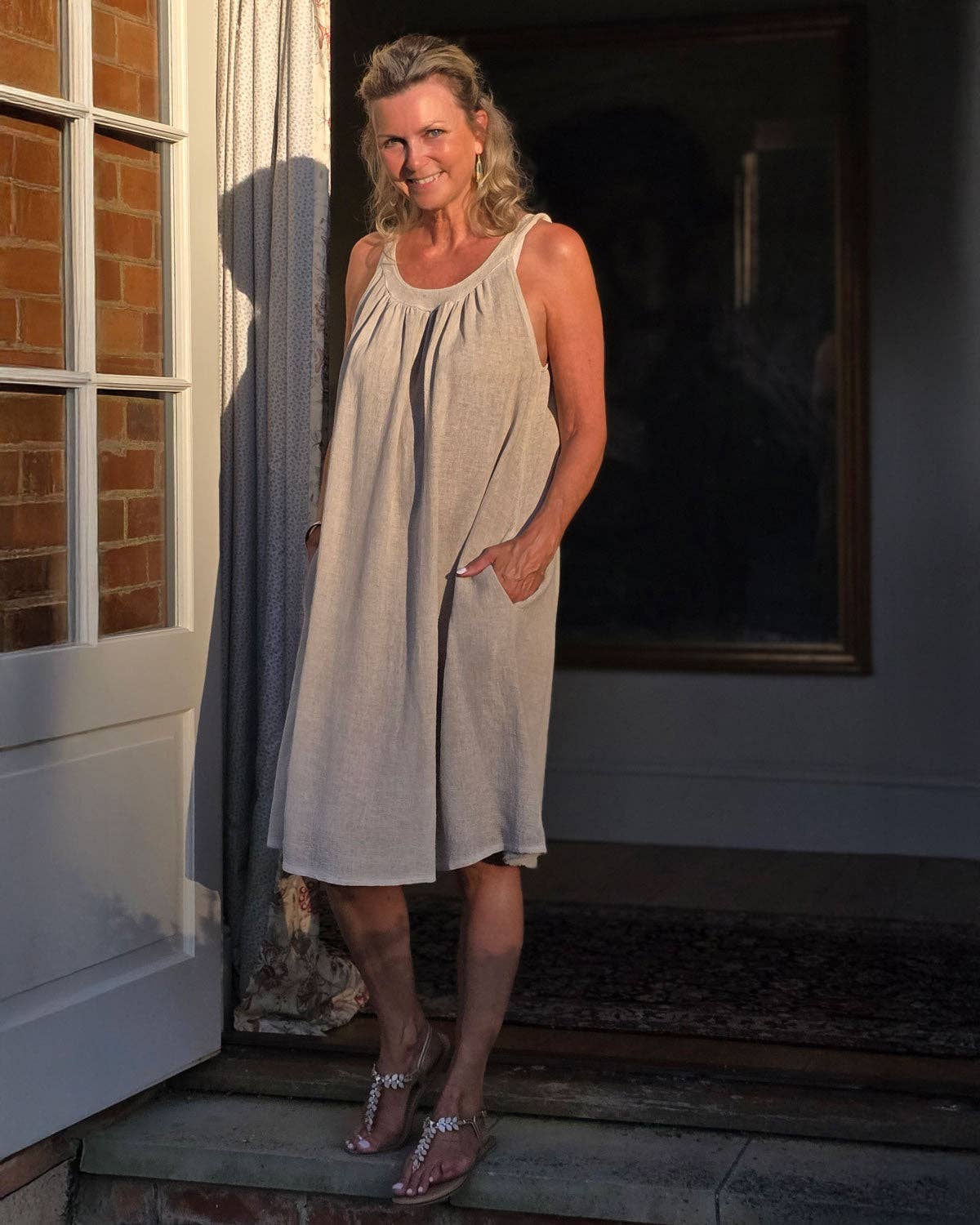 Cadenza Italy Ltd – wholesale Dress – Women's – Linen and Cotton Tie Back Sundress4