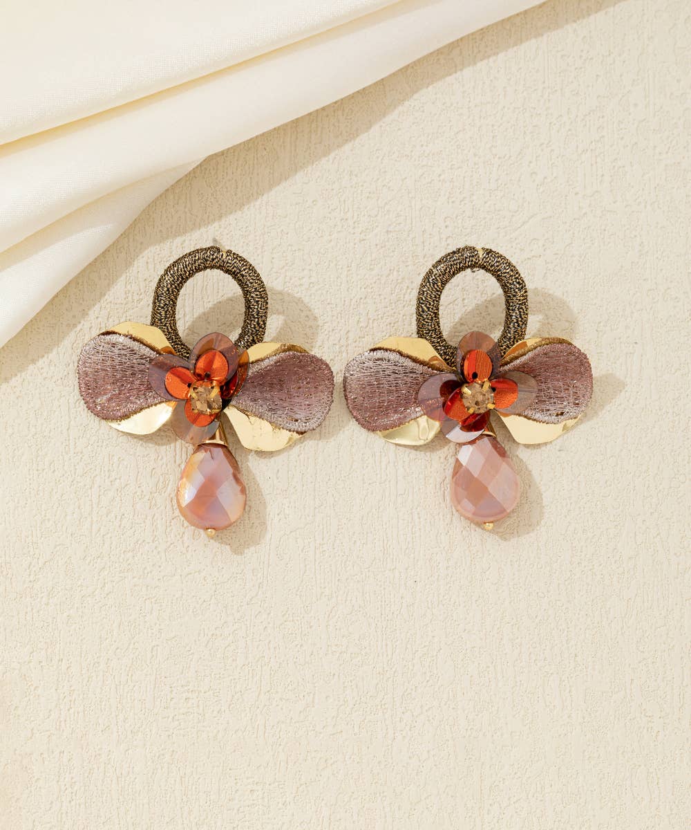 Blossom bijoux - Wholesale Dangle Earrings - Crystal Flower Drop Stud Earrings – 26AHBOL0364