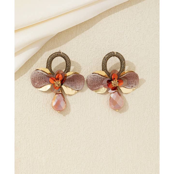 Blossom bijoux - Wholesale Dangle Earrings - Crystal Flower Drop Stud Earrings – 26AHBOL0364