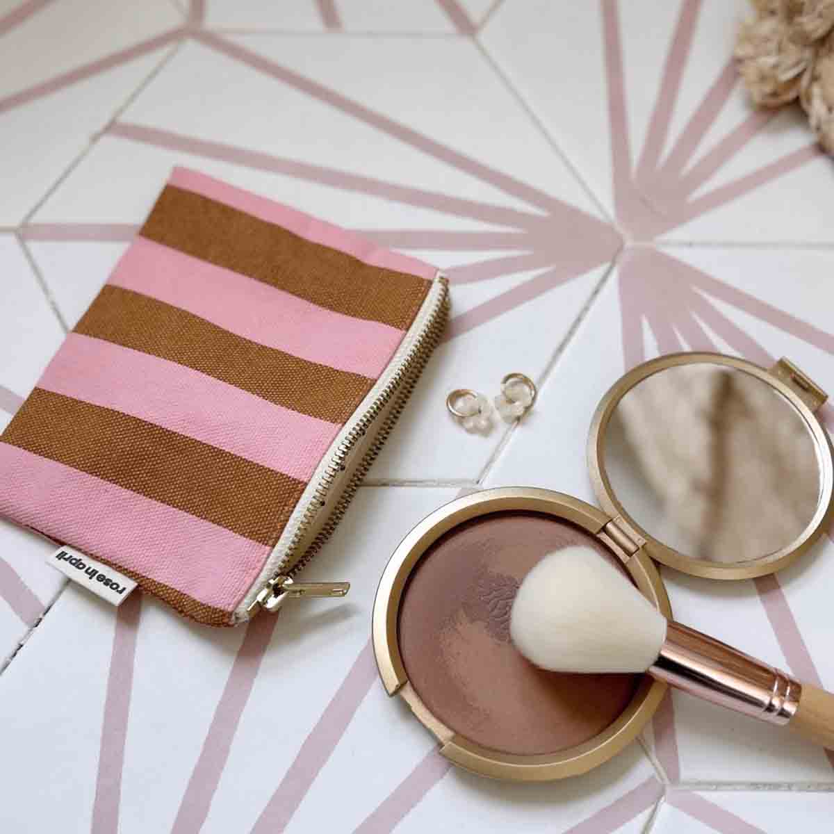 Rose in April - Wholesale Coin Purse - Women's - MARIE PURSE STRIPES CARAMEL / STRAWBERRY1