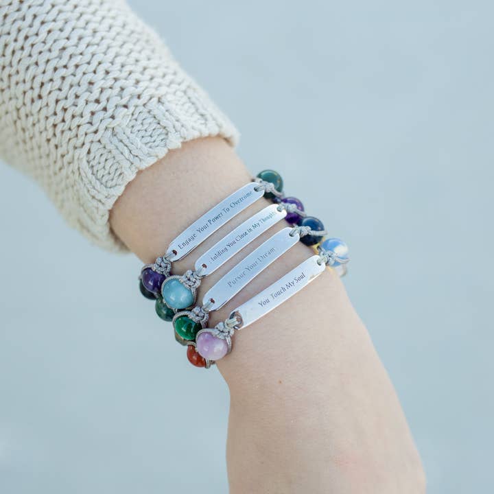The Allay Store - Venta al por mayor Pulseras de abalorios/colgantes - PULSERA DE AGRADECIMIENTO l Amatista, Piedra solar, turquesa y cuarzo cristalino