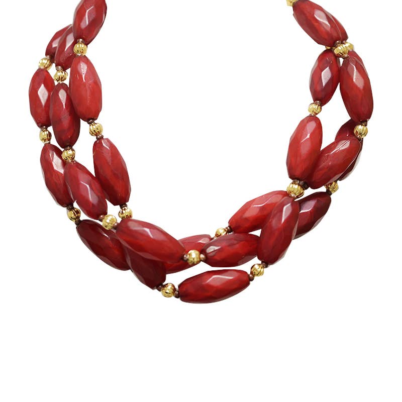 AMORINO SRL - Wholesale Beaded/Pearl Necklace - THREE-STRAND NECKLACE OF PLASTIC BEADS - YNK241504B7264