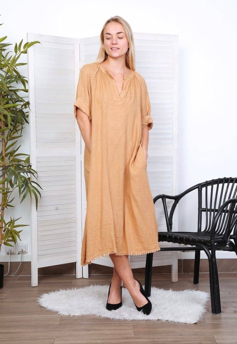 LÉA & LUC - Wholesale Dress - Women's - Long dress in 100% linen REF.716164