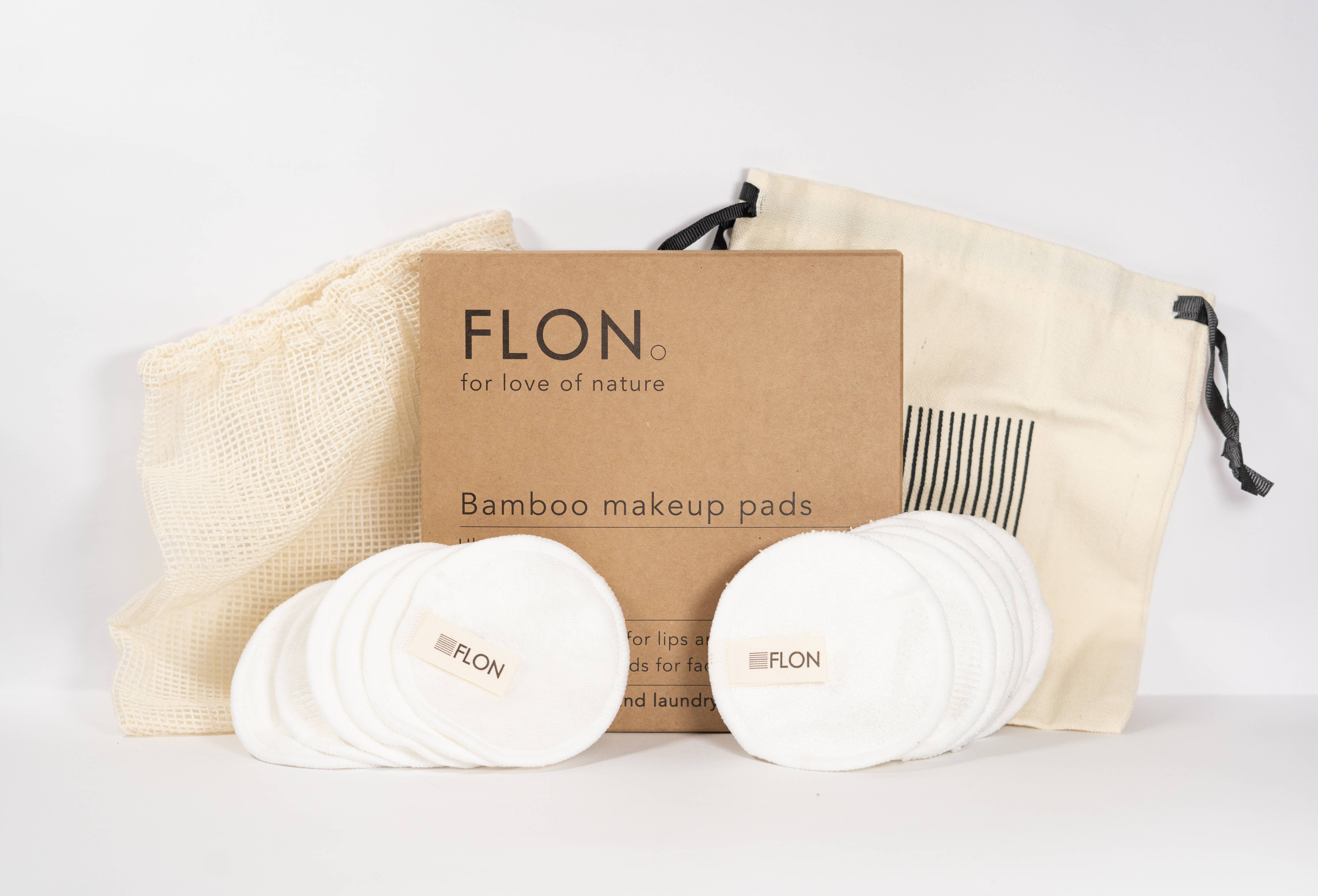 FLON - Vente Démaquillants - Tampons démaquillants en bambou réutilisables Stockage/sac à linge en8