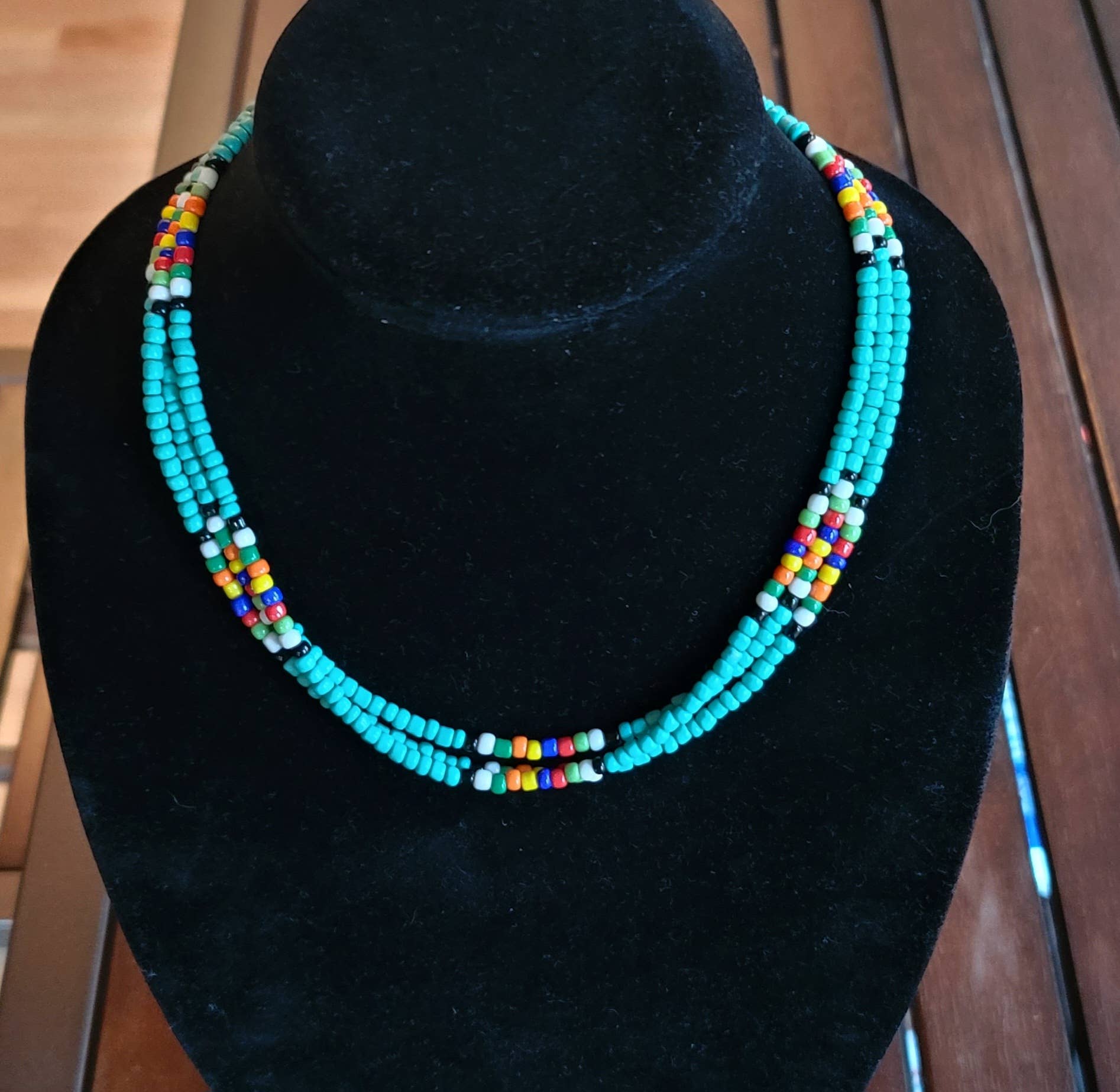 Horse Spirit Studio - Wholesale Choker/Collar - Inheemse Zuidwestelijke handgemaakte Turquoise glazen kraal choker