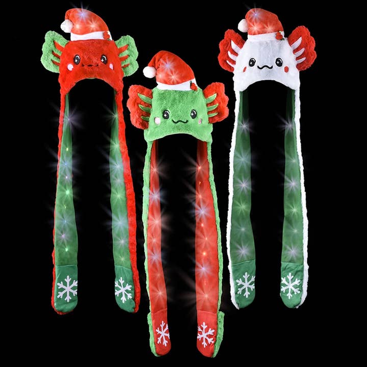 Light Up Christmas Themed Axolotl Hat - Assorted for wholesale by HALLEE
