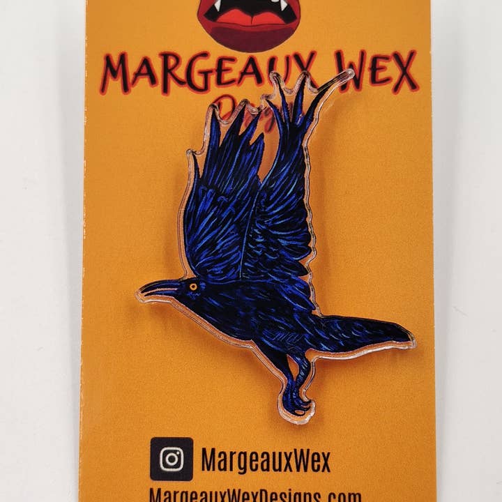 Raven Crow Pin van acryl voor wholesale door Margeaux Wex Designs