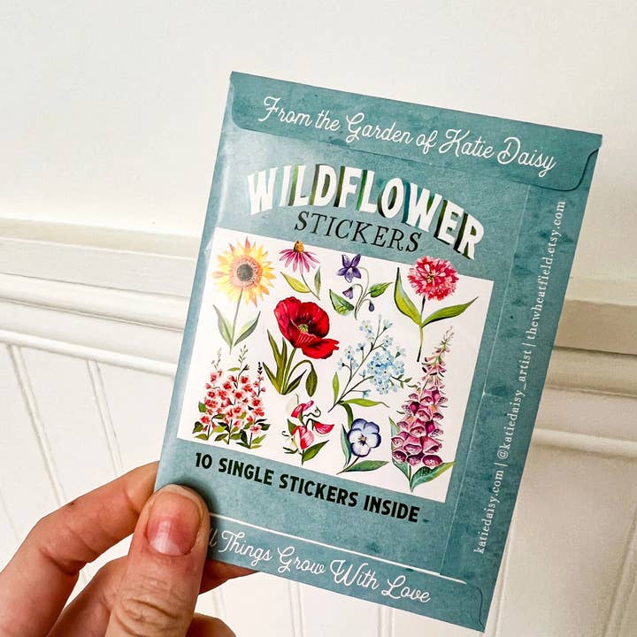Katie Daisy - Wholesale Sticker - Wildflower Sticker Pack - Set of 10 Matte Stickers5