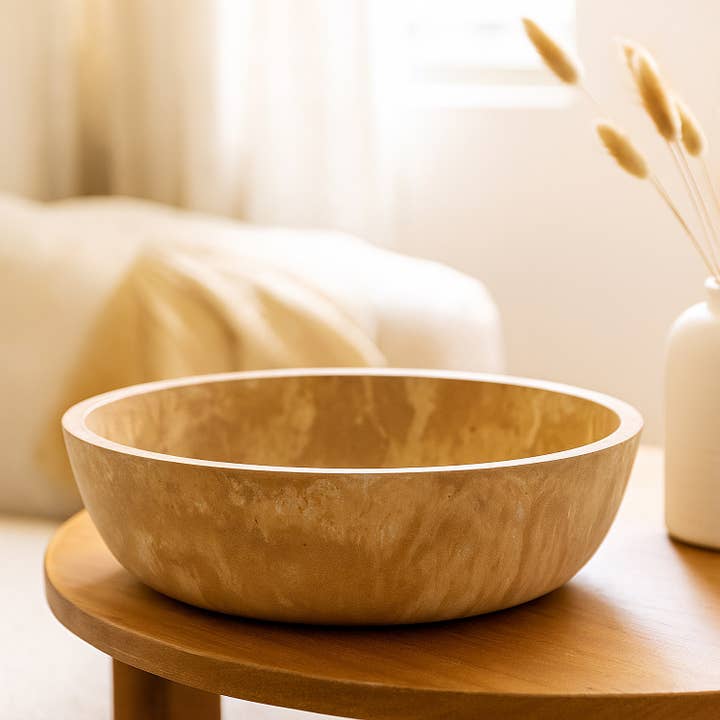 Serving Bowl Beige Resin Dia 10" for wholesale on Faire4