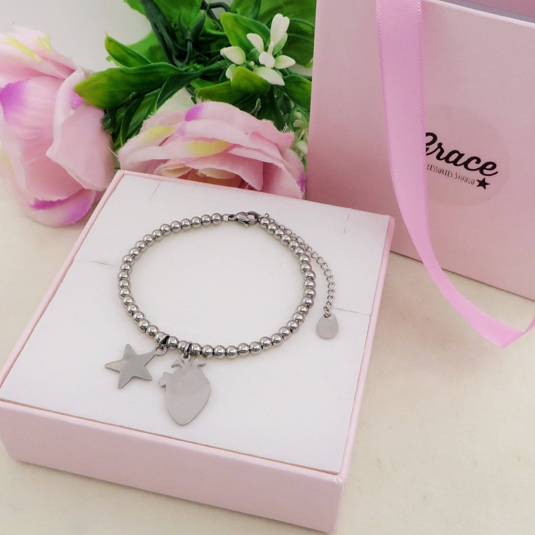 Daemon srls - Wholesale Charm/Dangle Bracelet - HUMAN HEART charm BRACCIALE  Pallini ~ ACCIAIO inossidabile - Bracciale cuore anatomico con ciondoli11