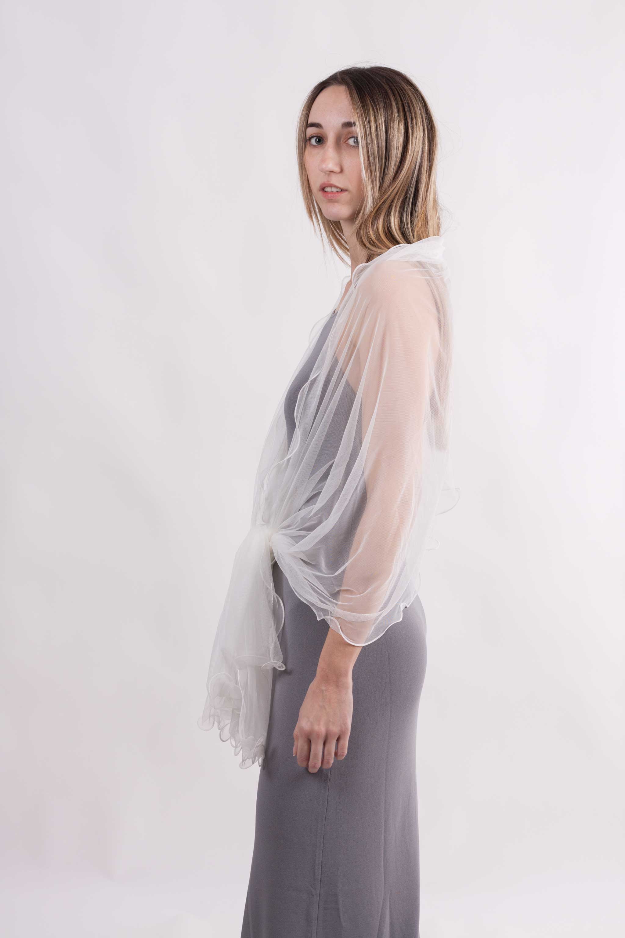 MR Complements - Vente Écharpe – femme - Châle en tulle grande taille aux bords ondulés73