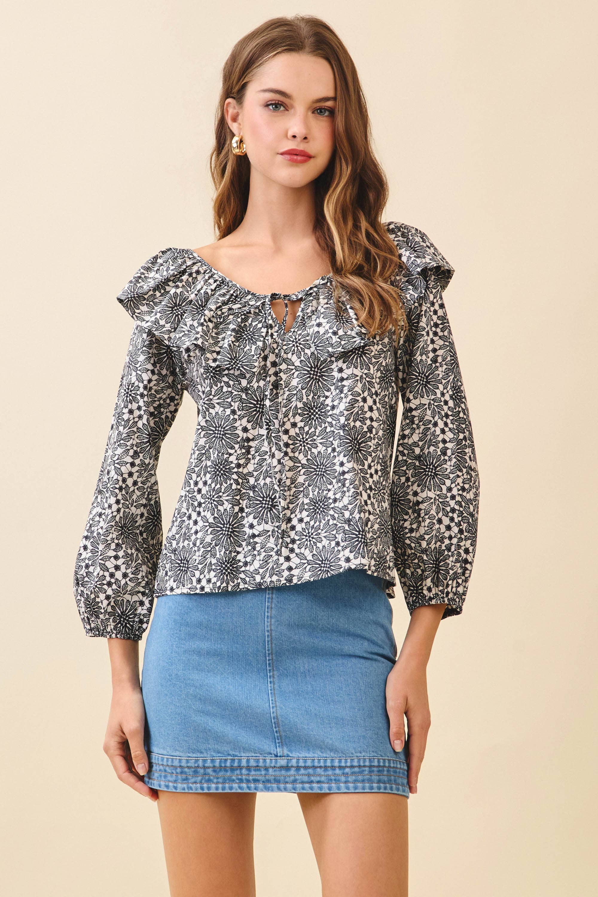 TCEC - Wholesale Blouse - Women's - CT8907S-Long Sleeve Floral Printed Top2