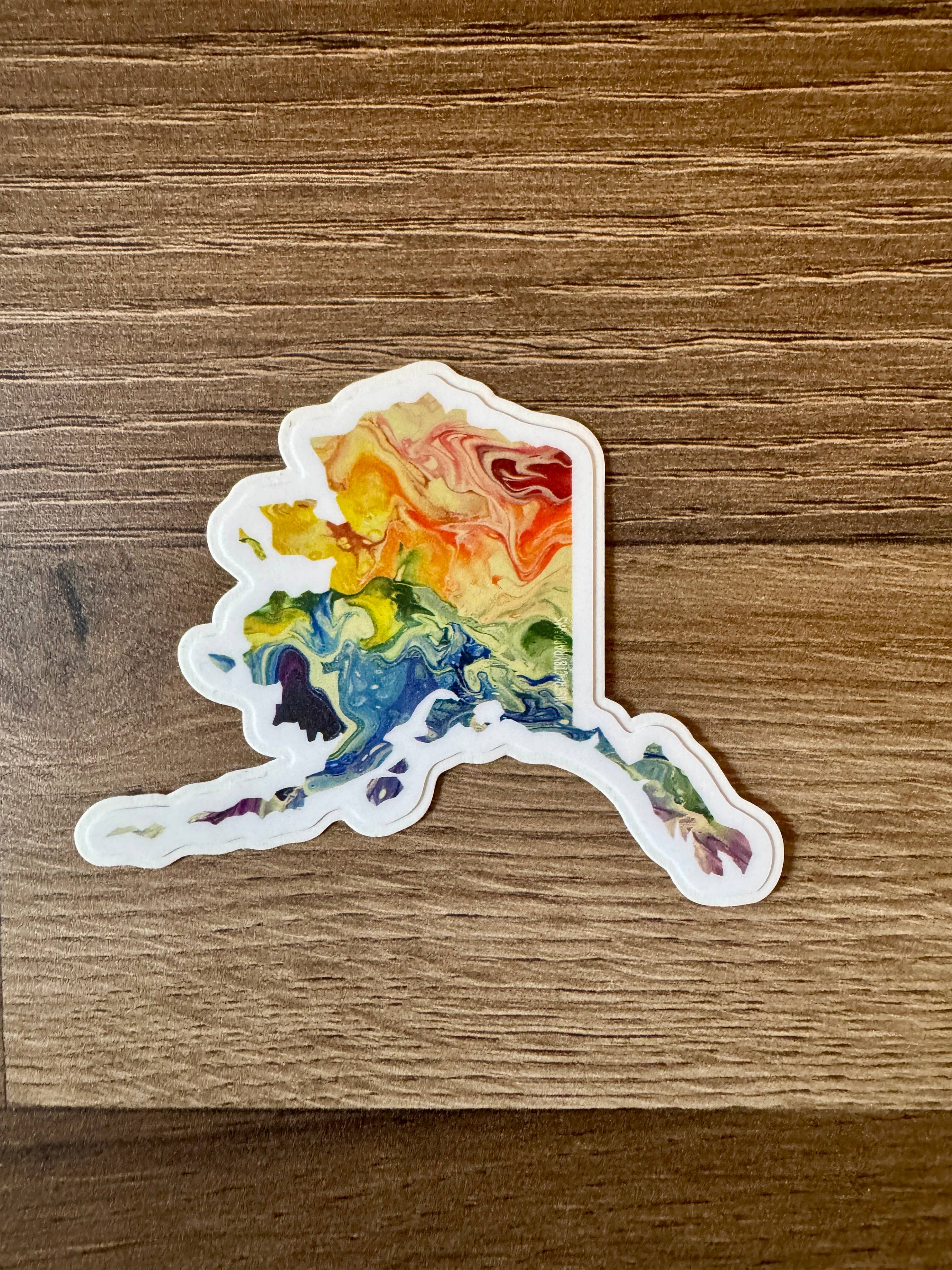 AbstractbyRabrams - Wholesale Sticker - Trans Pride Alaska Sticker, LGBTQ Alaska Rainbow Alaska5