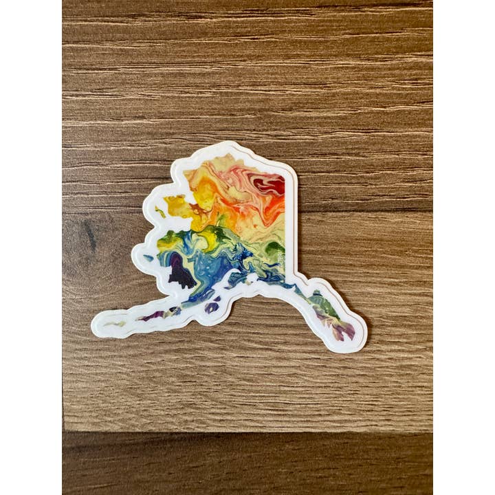 AbstractbyRabrams - Wholesale Sticker - Trans Pride Alaska Sticker, LGBTQ Alaska Rainbow Alaska5