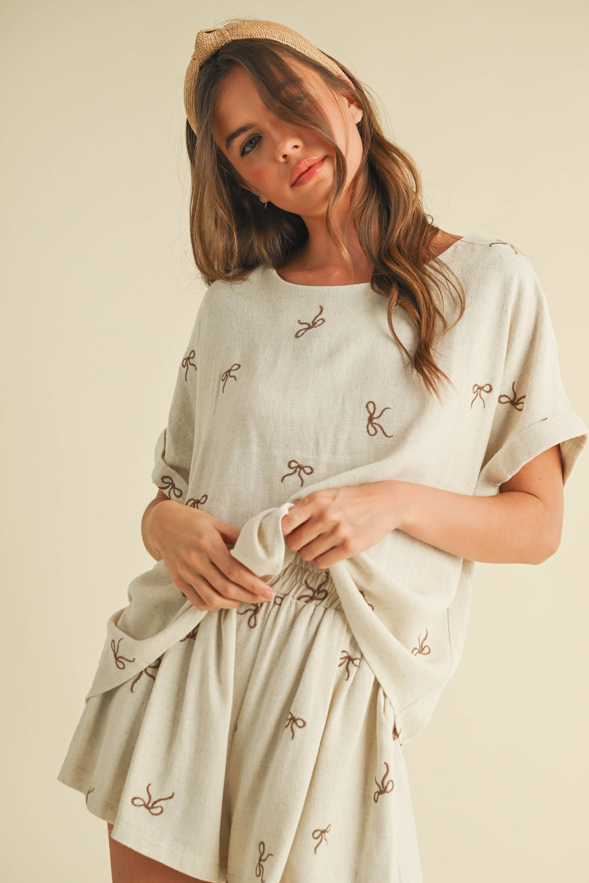 Klesis - Wholesale Top & Short Set (NOT Loungewear) - Women's - IST1598-H OVERSIZED SHORT SLEEVE TOP WITH BELTED SHORTS SET12