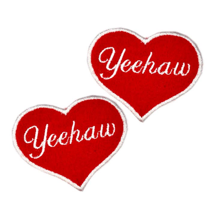 IncredibleGood Inc - Vente Écusson - Écusson thermocollant Yeehaw Cursive en forme de cœur rouge et rose1