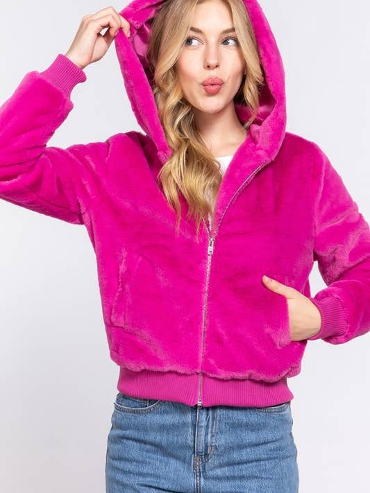 CHAQUETA CON CAPUCHA CON CREMALLERA DE PIEL SINTÉTICA para venta al por mayor de MintChoco