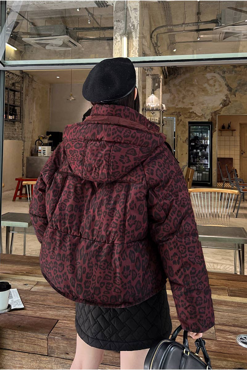 Lily Clothing - Wholesale Jacket - Women's - Hooded contracted leopard cotton-padded jacket5