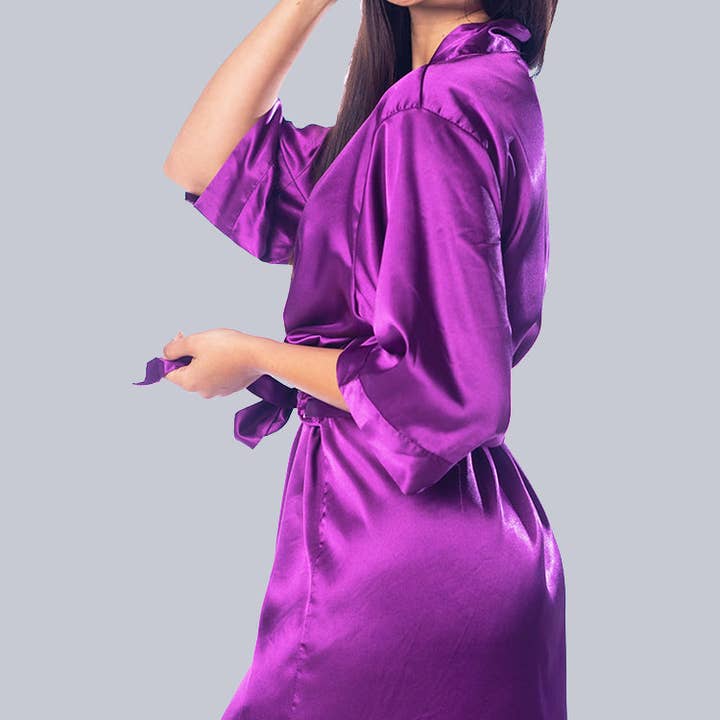 Bata de berenjena | Bata de dama de honor de berenjena | Boda de berenjena para venta al por mayor de GiftsbyPR