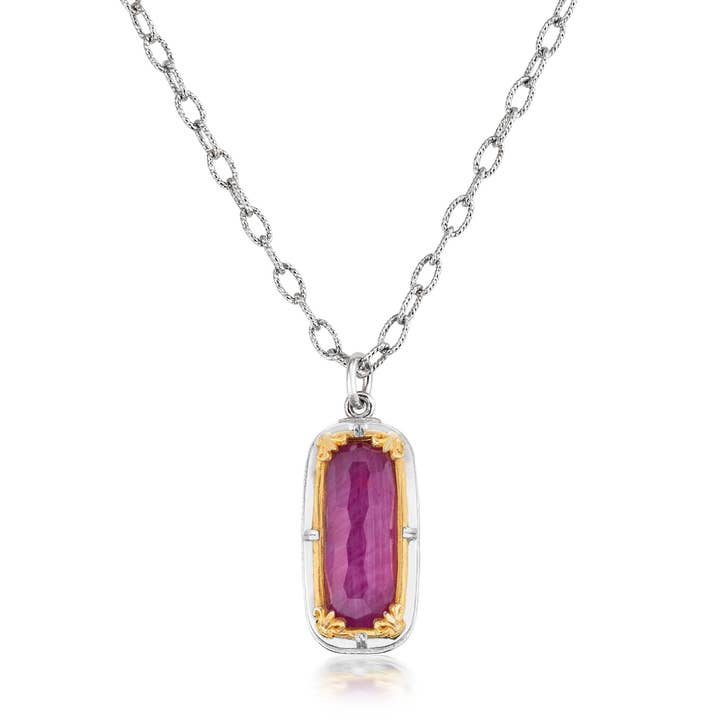 Rectangular Ruby Doublet Necklace for wholesale by Anatoli Jewelry
