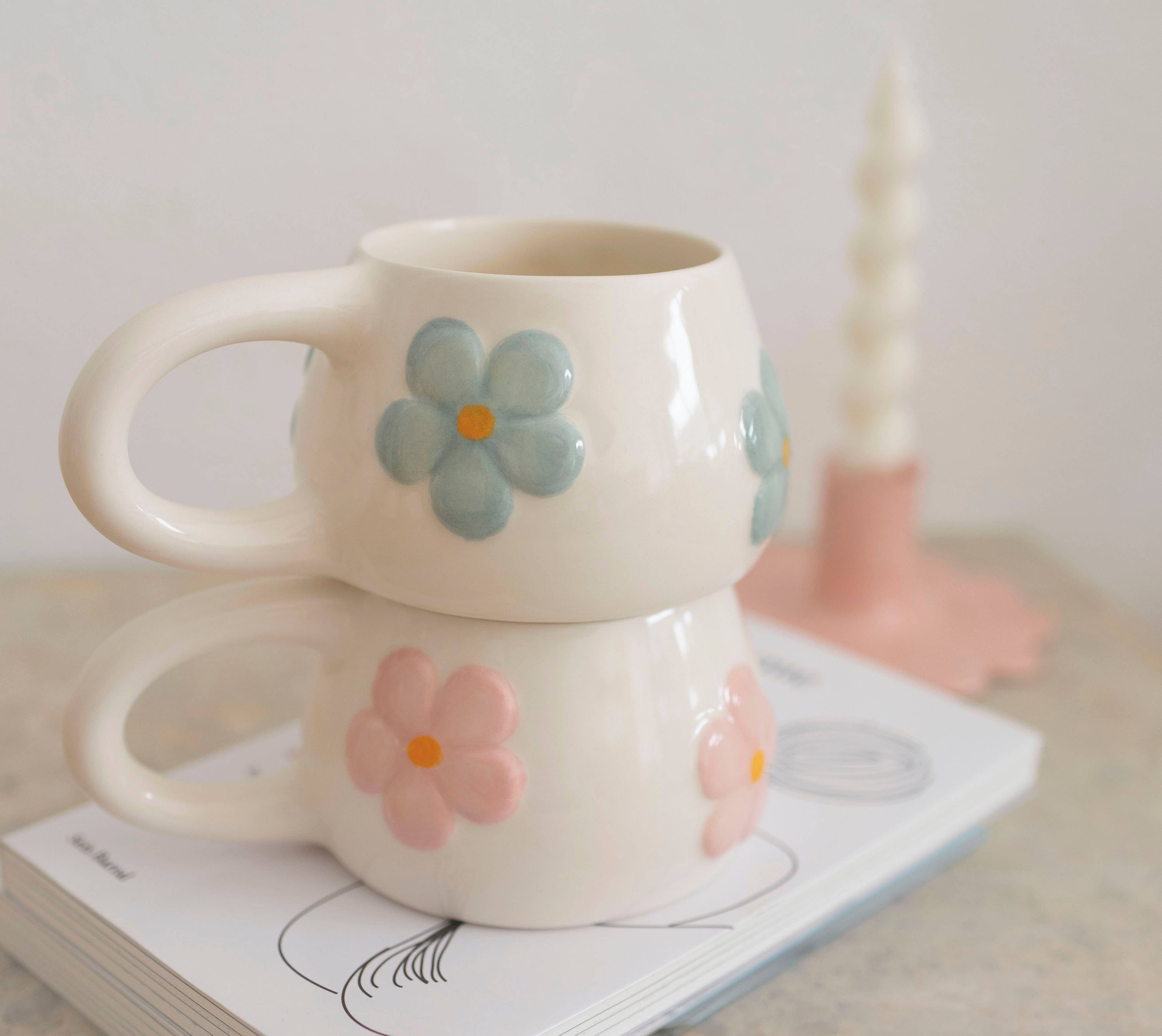 Pipa and Happy – Caneca por atacado – Caneca Blomma de Cerâmica Artesanal com Flores (300 ml)1