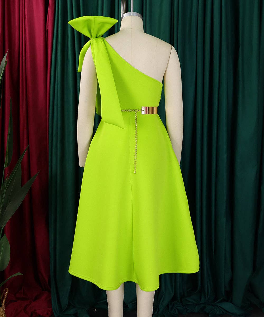 Aria Romance - Wholesale Dress - Women's - Asymmetric Bow-Sleeve Swing Dress9