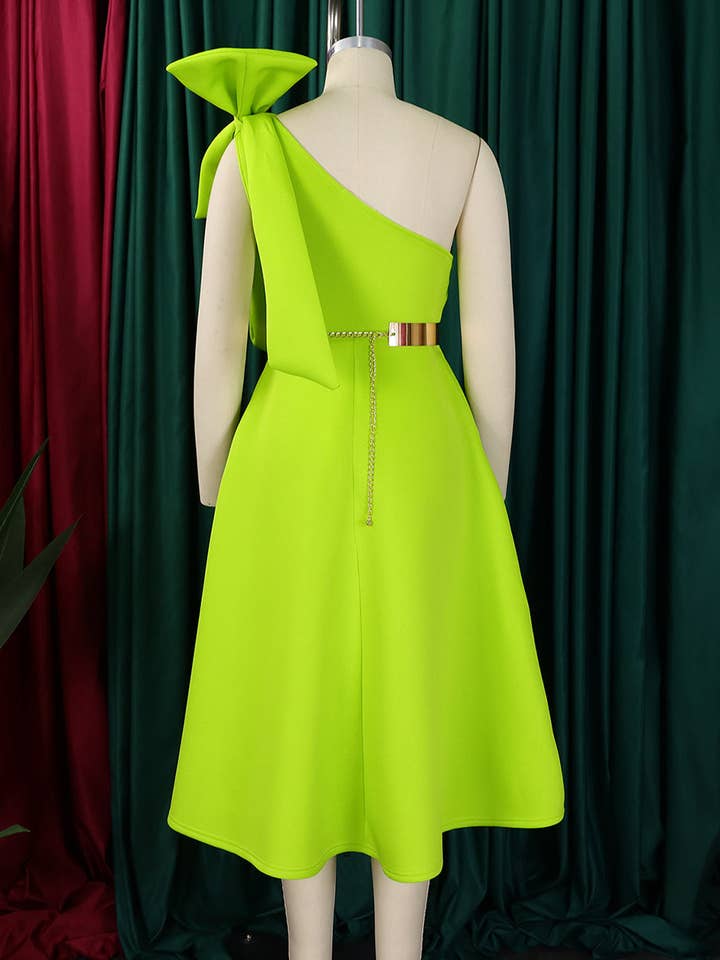 Aria Romance - Wholesale Dress - Women's - Asymmetric Bow-Sleeve Swing Dress9