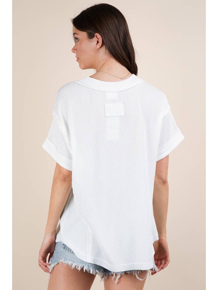 VERY J – wholesale Knit top – Women's – NT12075-Soft Two Tone Casual Comfy Ribbed Knit Top28