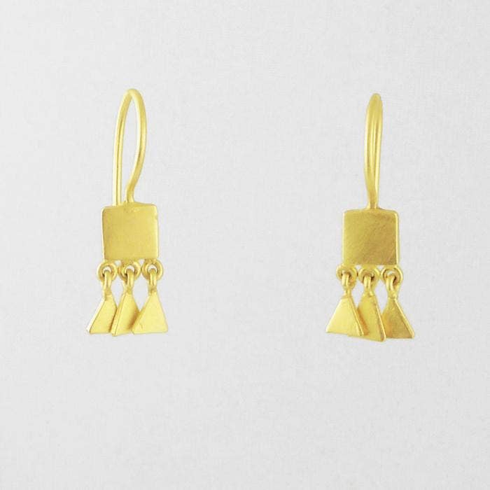 Jane Diaz NY - Wholesale Dangle Earrings - Tiny Square Drops with Triangle Dangle Earrings1