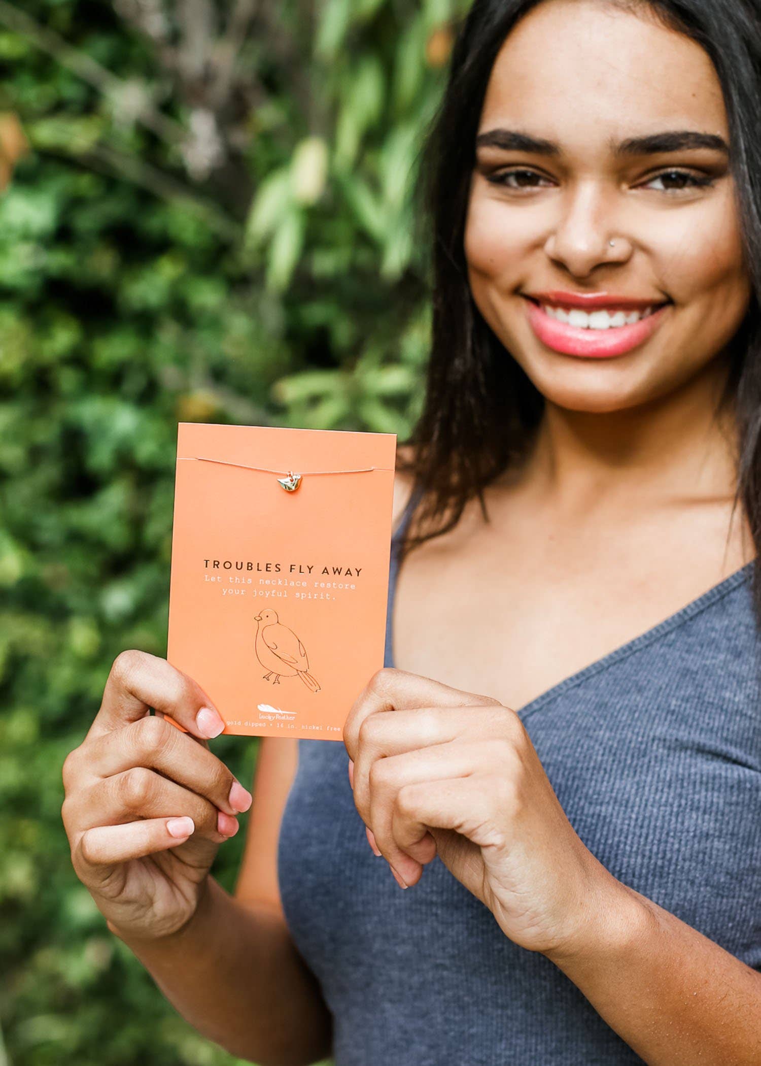 Lucky Feather - Vente Colliers à pendentif - Collier Or Nouvelle Lune - TROUBLES FLY/OISEAU2