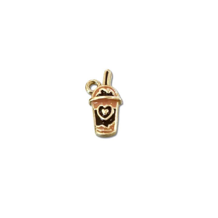 The Charm Bar Company - Wholesale Individual Charm/Pendant - * Gold Enamel Cafe Late Charm0