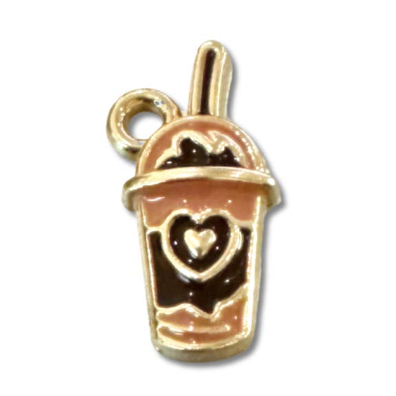 * Gold Enamel Cafe Late Charm voor wholesale door The Charm Bar Company