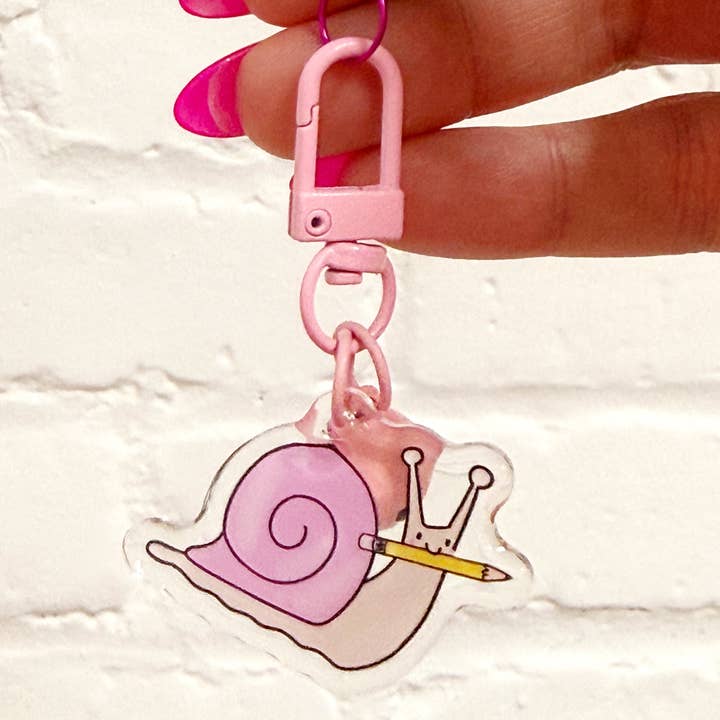 Snail & Pencil Mini Bag Charm for wholesale by Calliope
