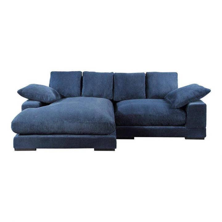 LOOMLAN - Wholesale Sofa - Blue Corduroy Reversible Sectional Chaise
