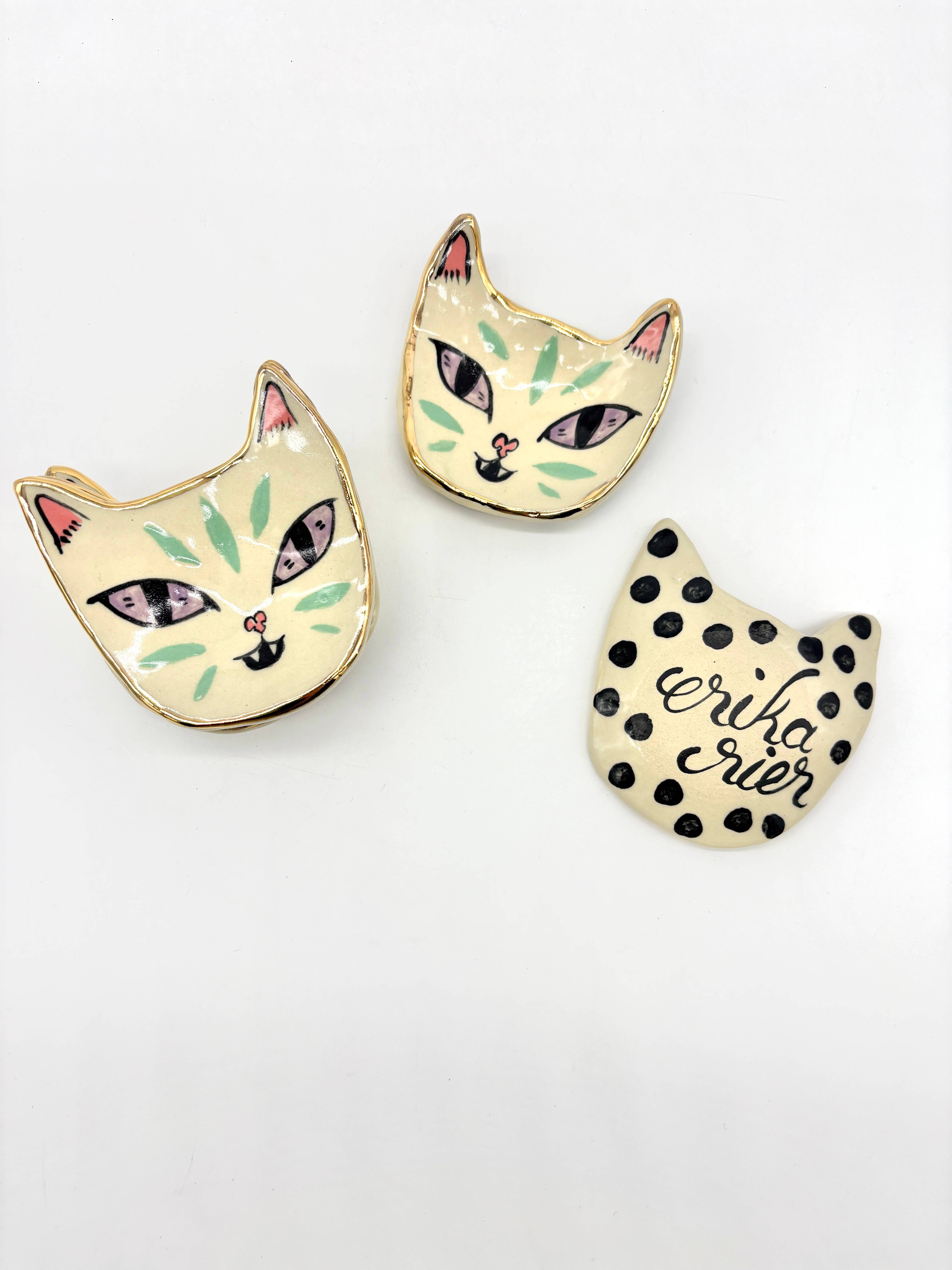 Erika Rier - Wholesale Jewelry Dish - Little Green Tiger Ring Dish with 22k Gold Luster5
