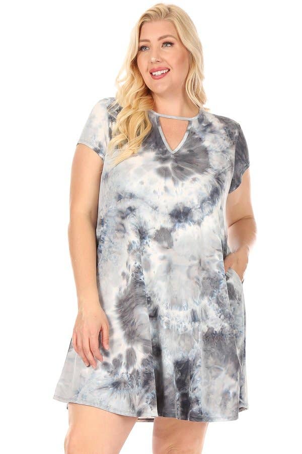 VIBE Apparel Co – wholesale Klänning - Dam – Plus slips färgämne nyckelhål sväng klänning22