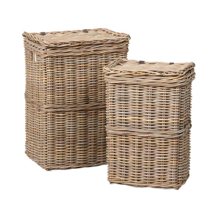 Conjunto de 2 Cestos Retangulares de Linho Cinza Kubu por atacado de Red Hamper