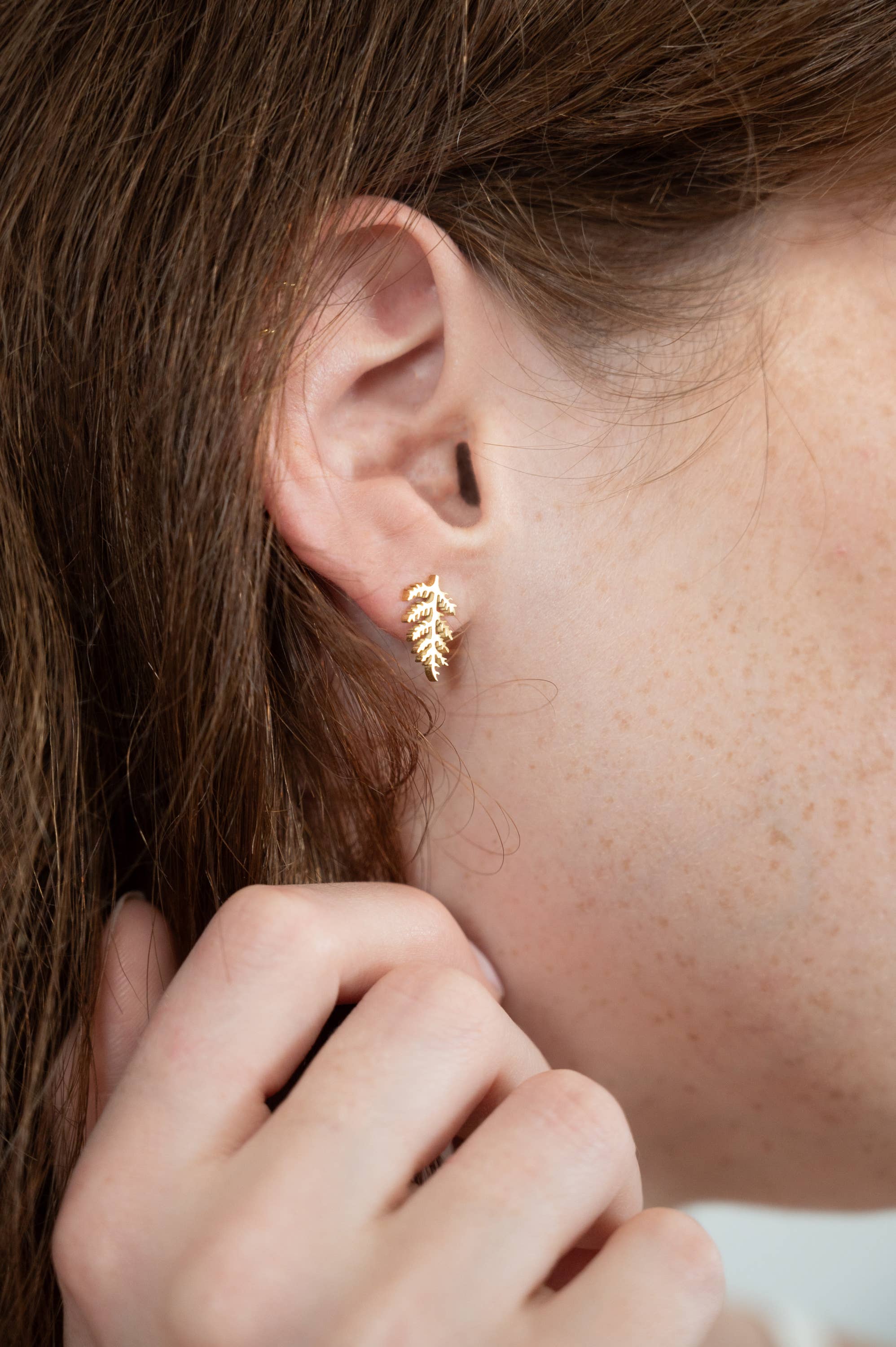 Birch Jewellery - Wholesale Stud/Post Earrings - Mini Fern Earrings (Gold)2